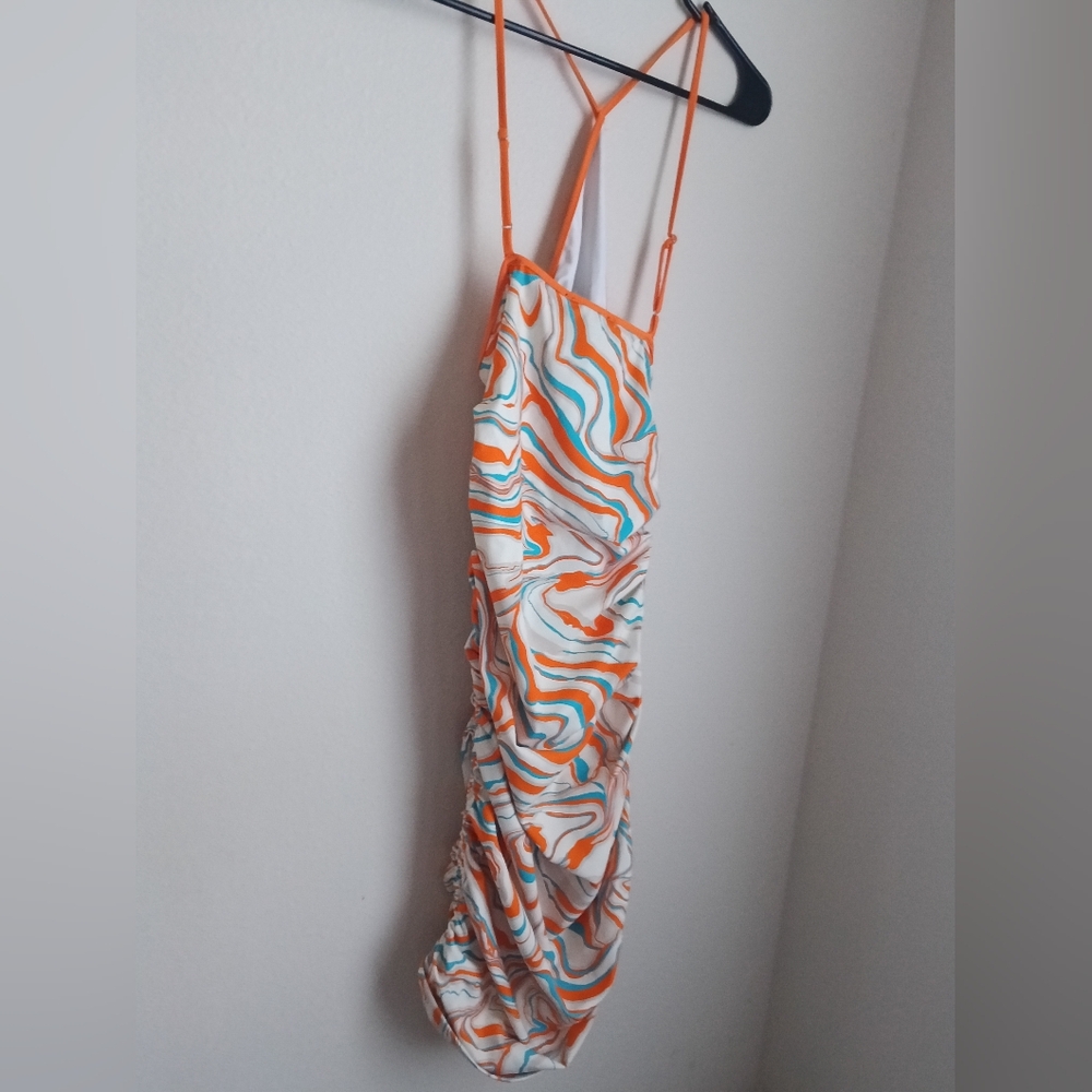 Forever 21 Dress Women M Multicolor Swirls Beach Resort Vacation Spring Casual